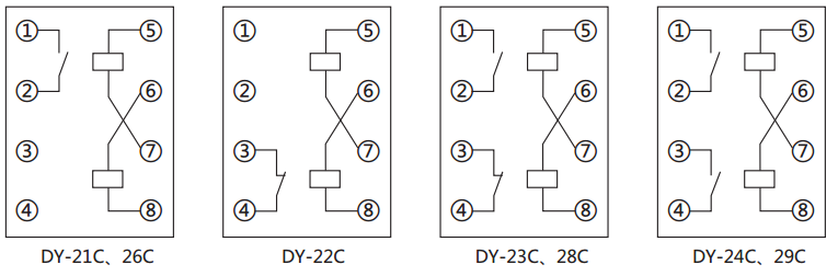 DY-21D/60C電壓繼電器內部接線圖