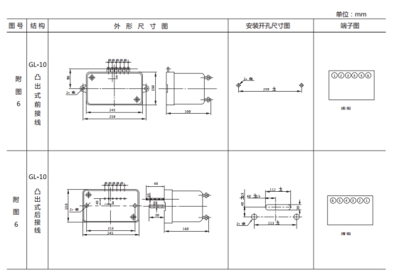 GL-26過流繼電器外形結構及安裝尺寸圖片